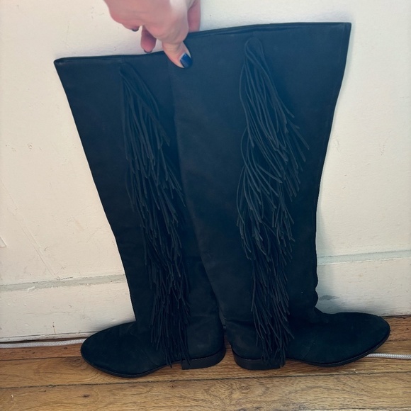 NWOT Sam Edelman Josephine Tall Fringe Black Riding Boot - Picture 4 of 5